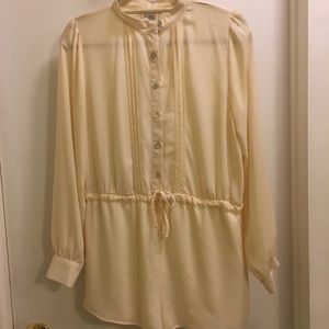 Cream long-sleeve romper